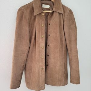 Genuine leather suede jacket - tan
